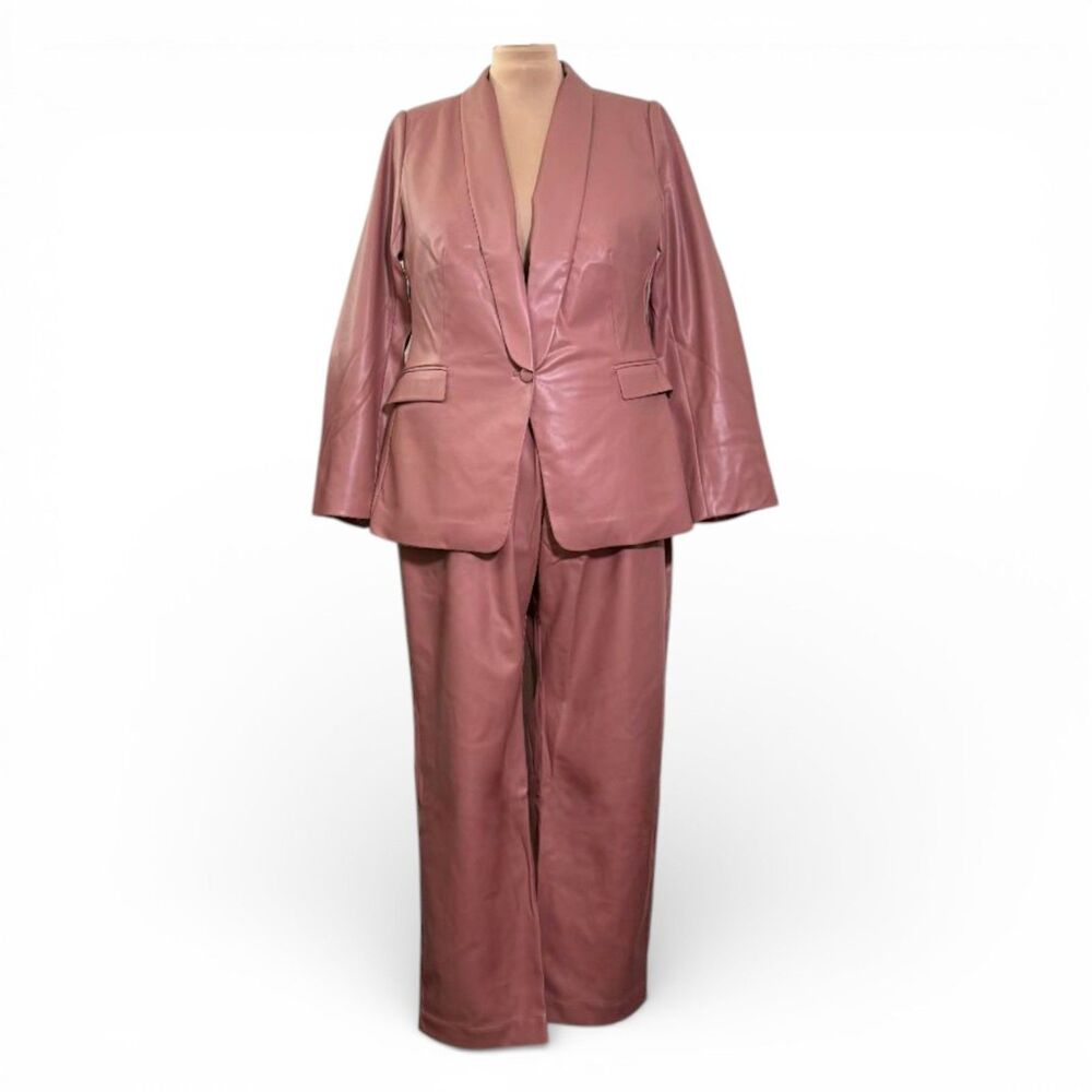 WILDFANG Vegan Leather Rose Brown Two Piece Suit, NWT! Size 1X